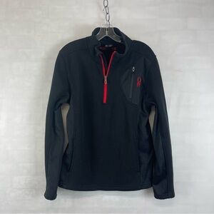 Spyder Core Knit Quarter Zip Pullover Black Red Trim Size‎ Small
